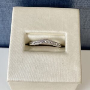 White Gold Wedding Band with Diamonds and Milgrain Detail