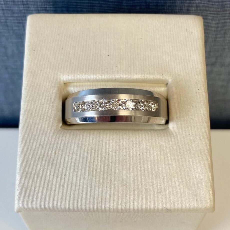 White Gold Ring with Channel Set Diamonds