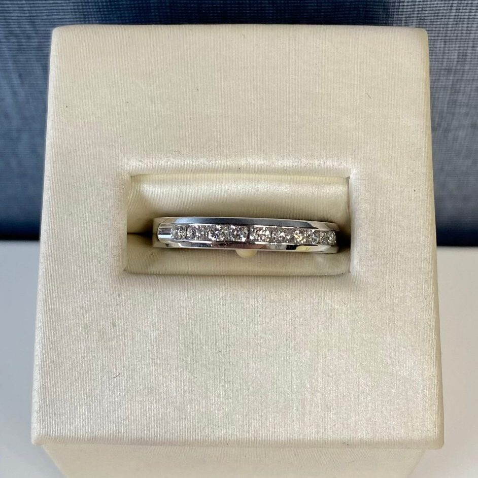 Channel Set Diamond Band in White Gold