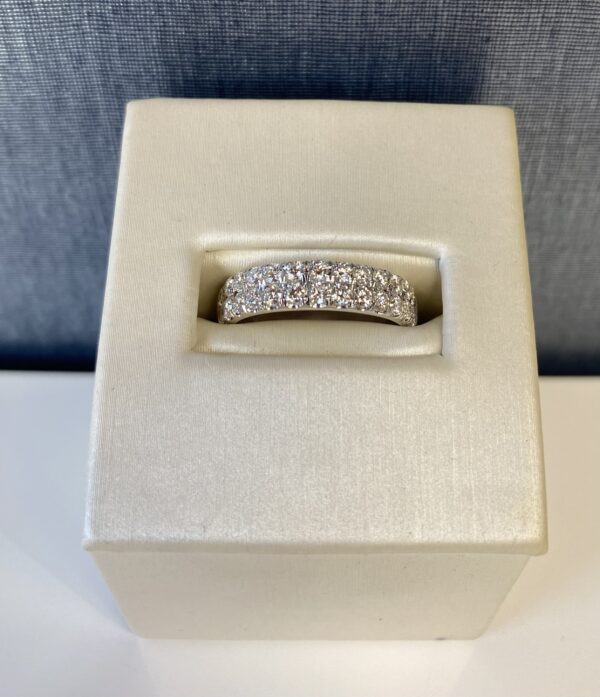 Double Diamond Layer Wedding Band in White Gold