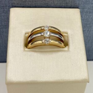 Triple Band Two Tone Diamond Ring