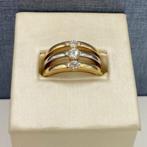 Triple Band Two Tone Diamond Ring