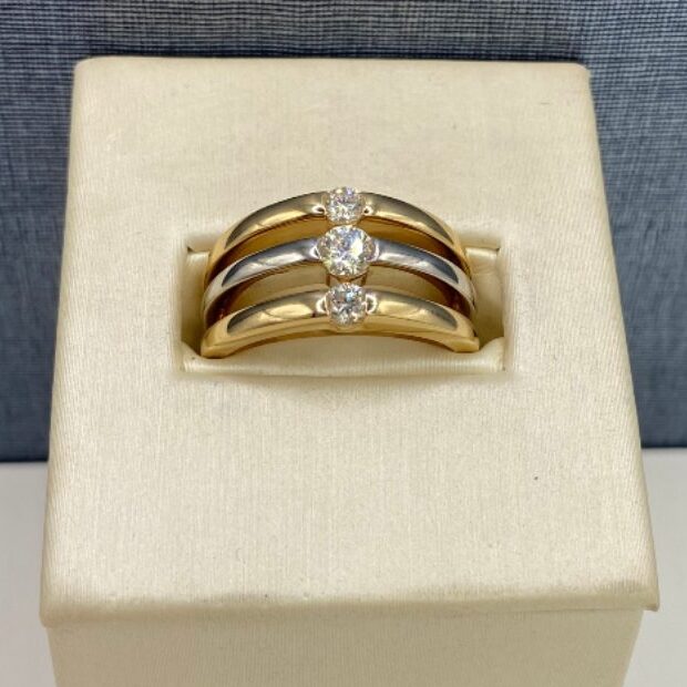 Triple Band Two Tone Diamond Ring