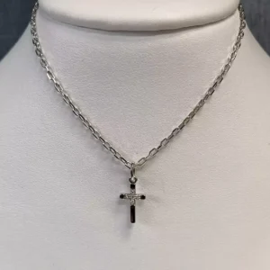 Sterling Cross Necklace with Diamonds