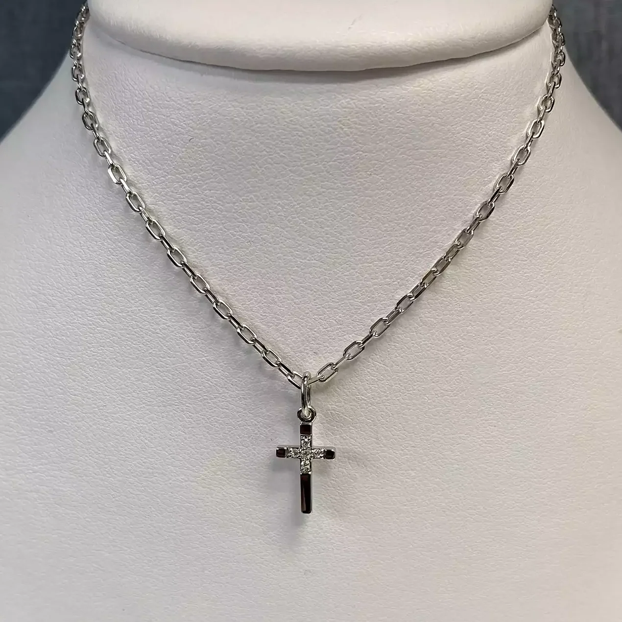 Sterling Cross Necklace with Diamonds