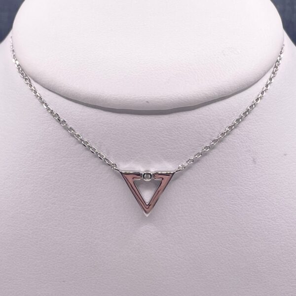 Sterling Silver and Diamond Triangular Pendant