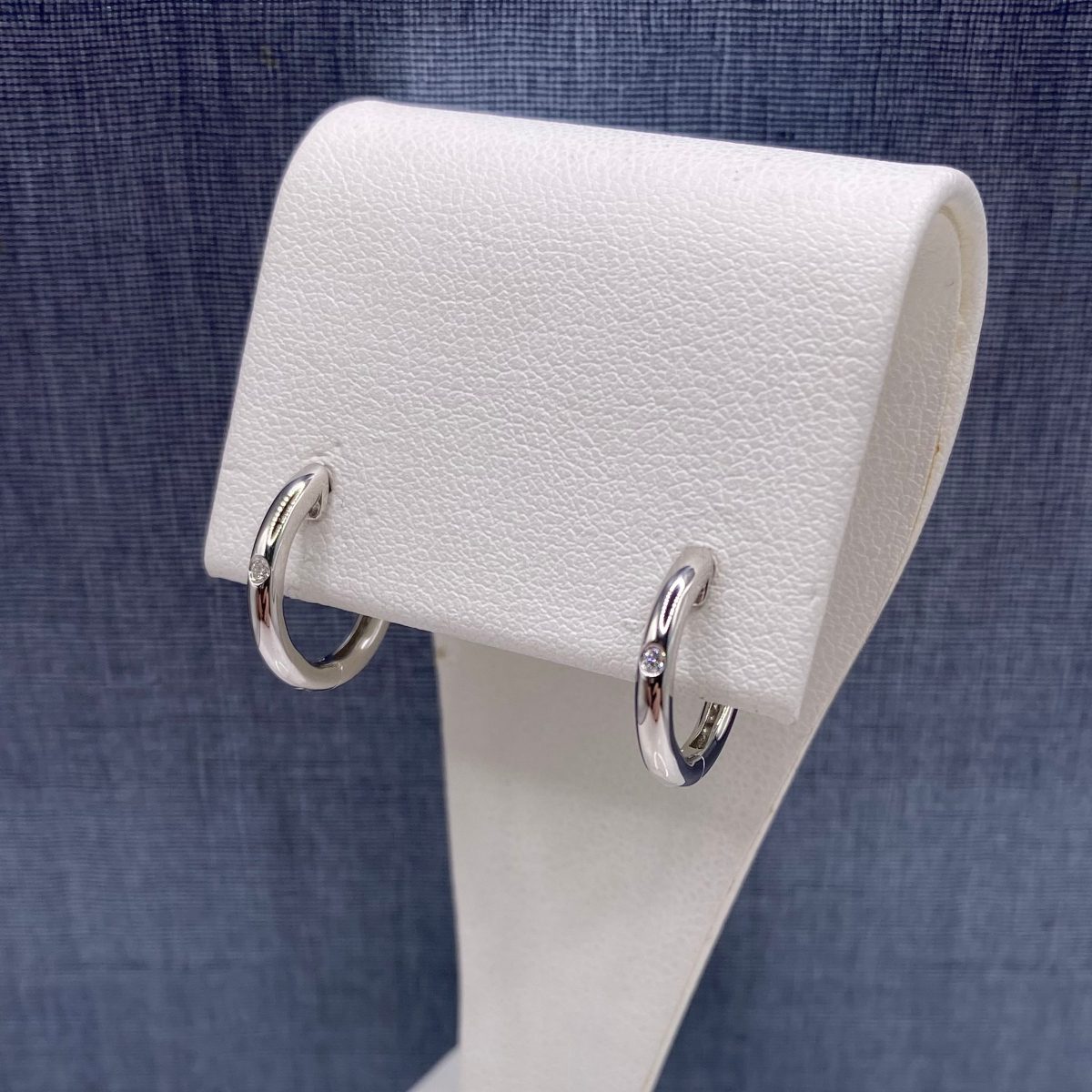 Sterling Silver Huggies with Diamonds