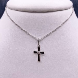 Sterling Silver Cross with Diamond