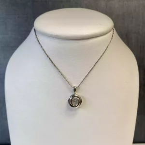 Diamond in Swirled Sterling Silver Necklace