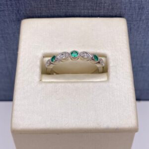 Emerald and Diamond Stackable Ring