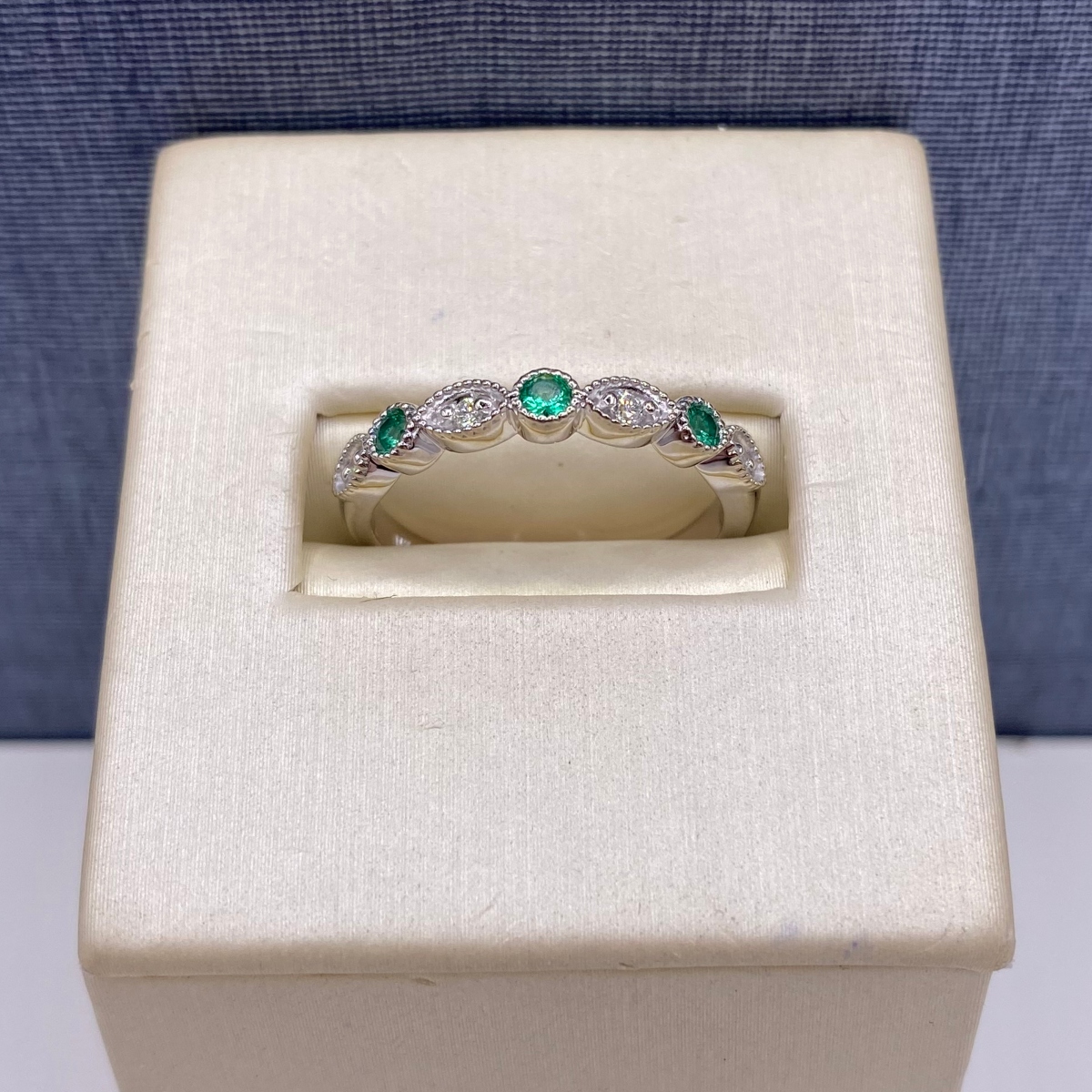 Emerald and Diamond Stackable Ring