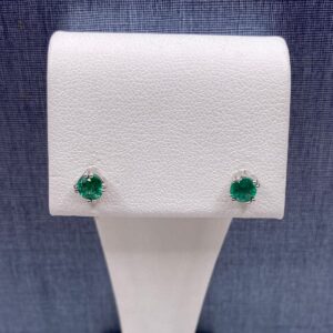 Emerald Studs in White Gold
