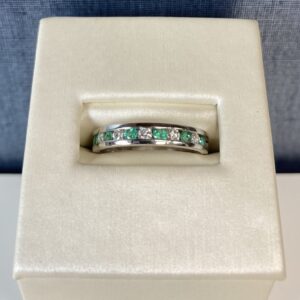 Emerald and Diamond White Gold Ring
