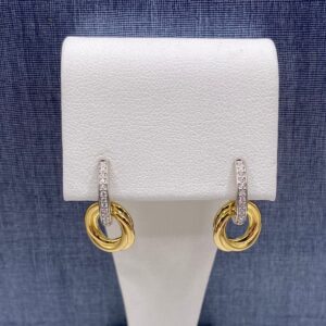 Two Tone Interlocking Huggies in Plated Sterling