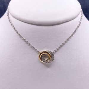 Interlocked Plated Gold and Crystals Necklace