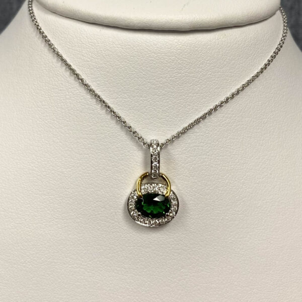 Tourmaline and Diamond White and Yellow Gold Necklace