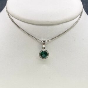 Green Tourmaline and Diamond Pendant