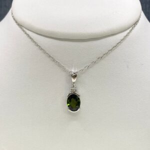 Green Tourmaline Half Bezel Necklace