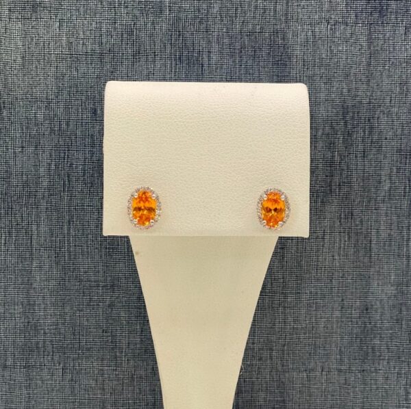 Garnet and Diamond White Gold Studs