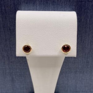 Garnet Studs in Yellow Gold