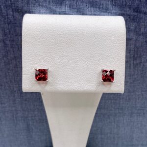 Princess Cut Garnet Studs