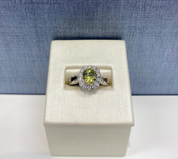 Garnet and Diamond White Gold Ring