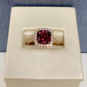 Garnet and Diamond Rose Gold Ring