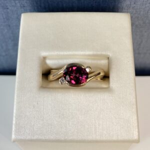 Garnet and Diamond Yellow Gold Ring
