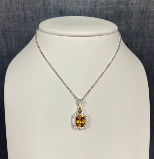 Garnet and Diamond White and Yellow Gold Necklace