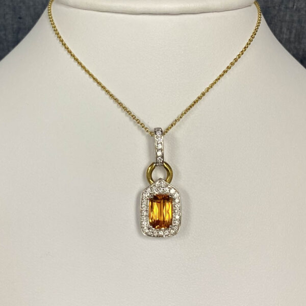 Garnet and Diamond Yellow and White Gold Necklace