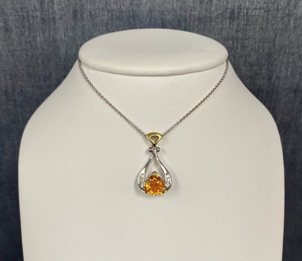 Garnet and Diamond White and Yellow Gold Necklace