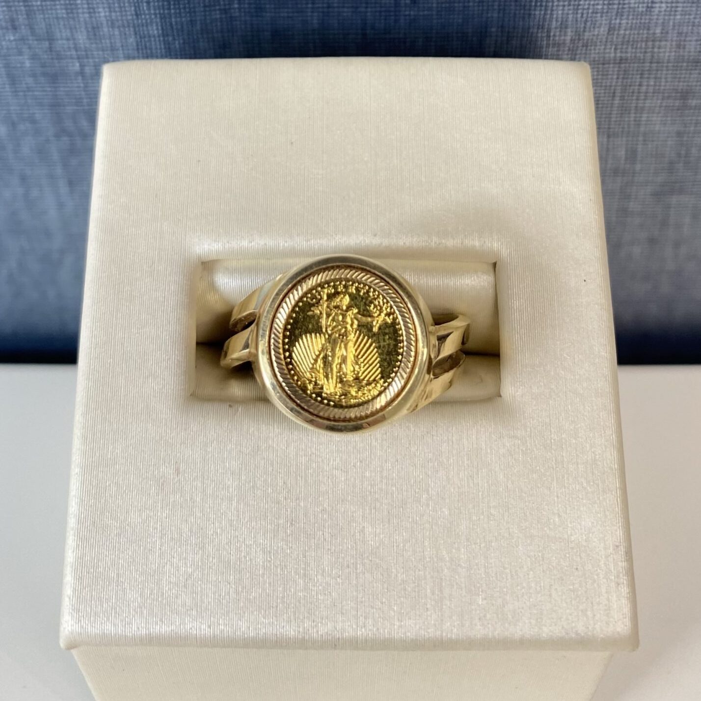 Twisted Yellow Gold Coin Ring