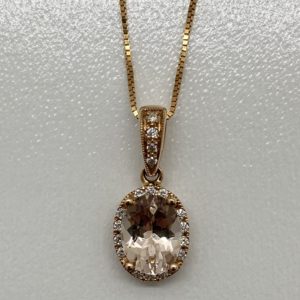 14kr, Morganite and Diamond Pendant