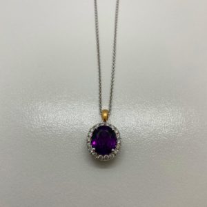 18kwr, Grape Gernet and Diamond Necklace