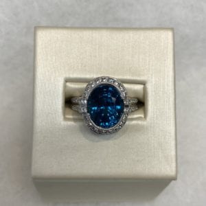 Oval Blue Zircon Ring