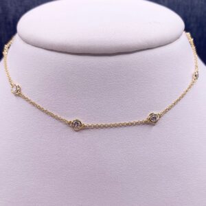 Lab Diamond Stationed Necklace in Yellow Gold
