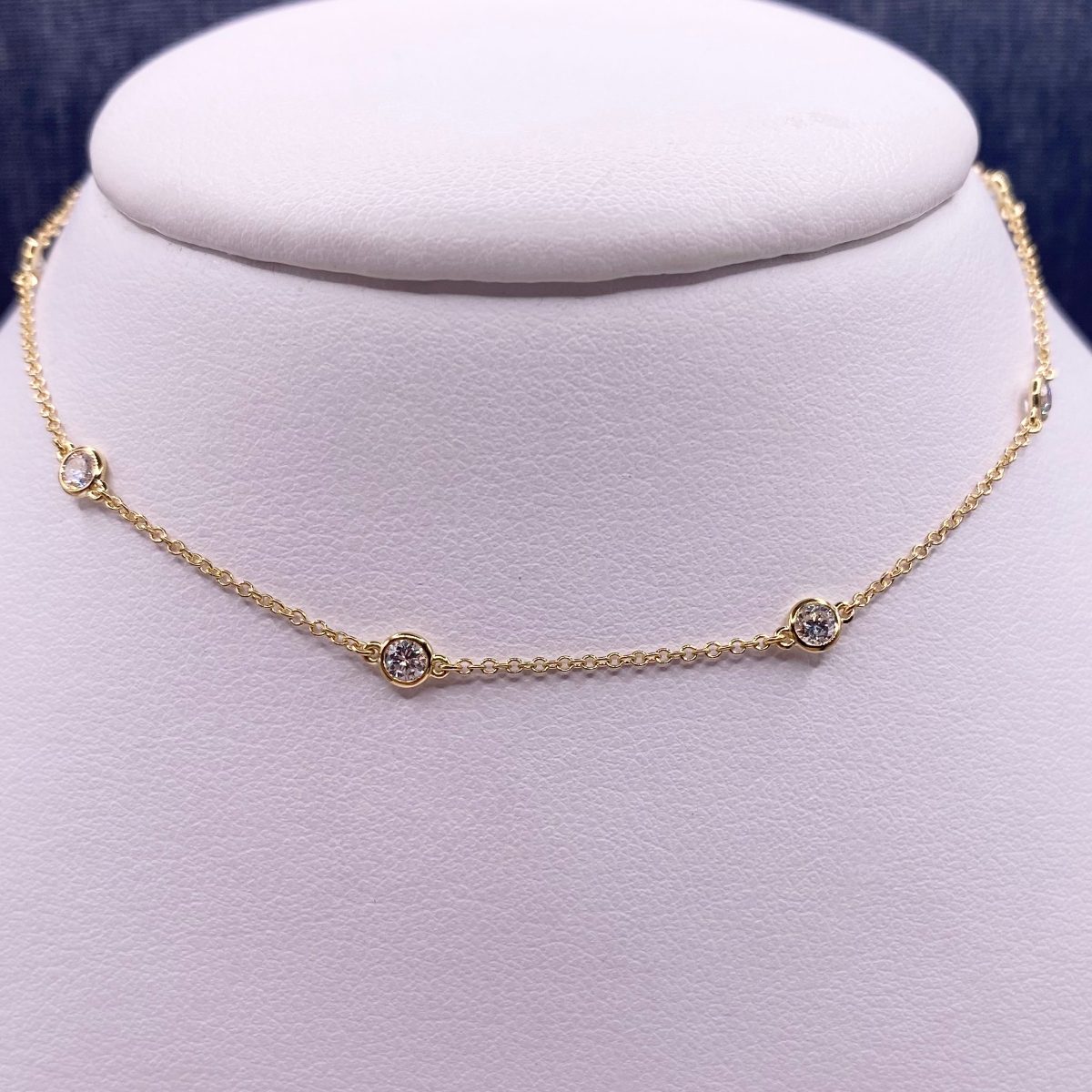 Lab Diamond Stationed Necklace in Yellow Gold