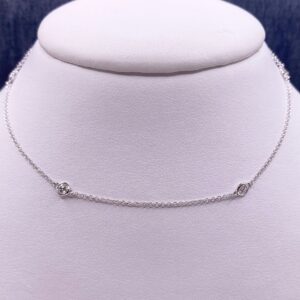 Lab Diamond Stationed Necklace in White Gold