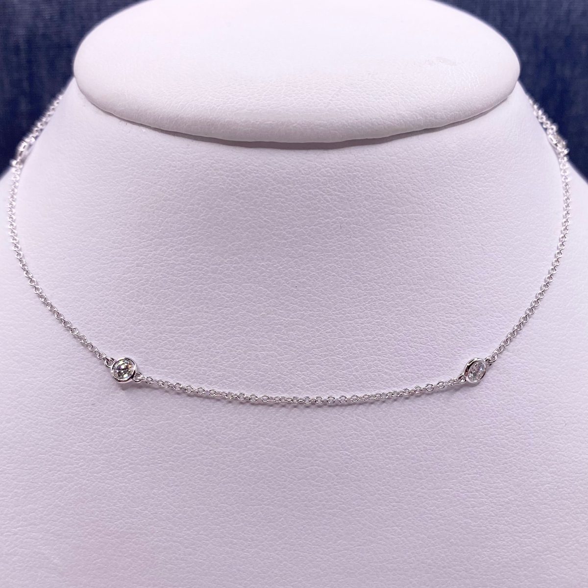 Lab Diamond Stationed Necklace in White Gold