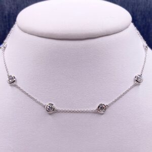 Lab Diamond Stationed Necklace in White Gold