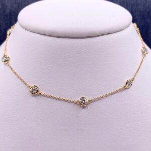 Lab Diamond Stationed Necklace in Yellow Gold