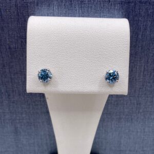 Blue Lab Diamond Studs in White Gold