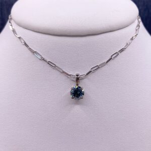 Blue Lab Diamond Pendant in White Gold