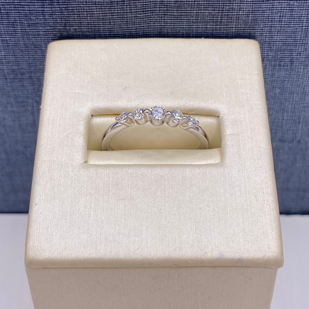 White Dainty Shared Prong Diamond Ring