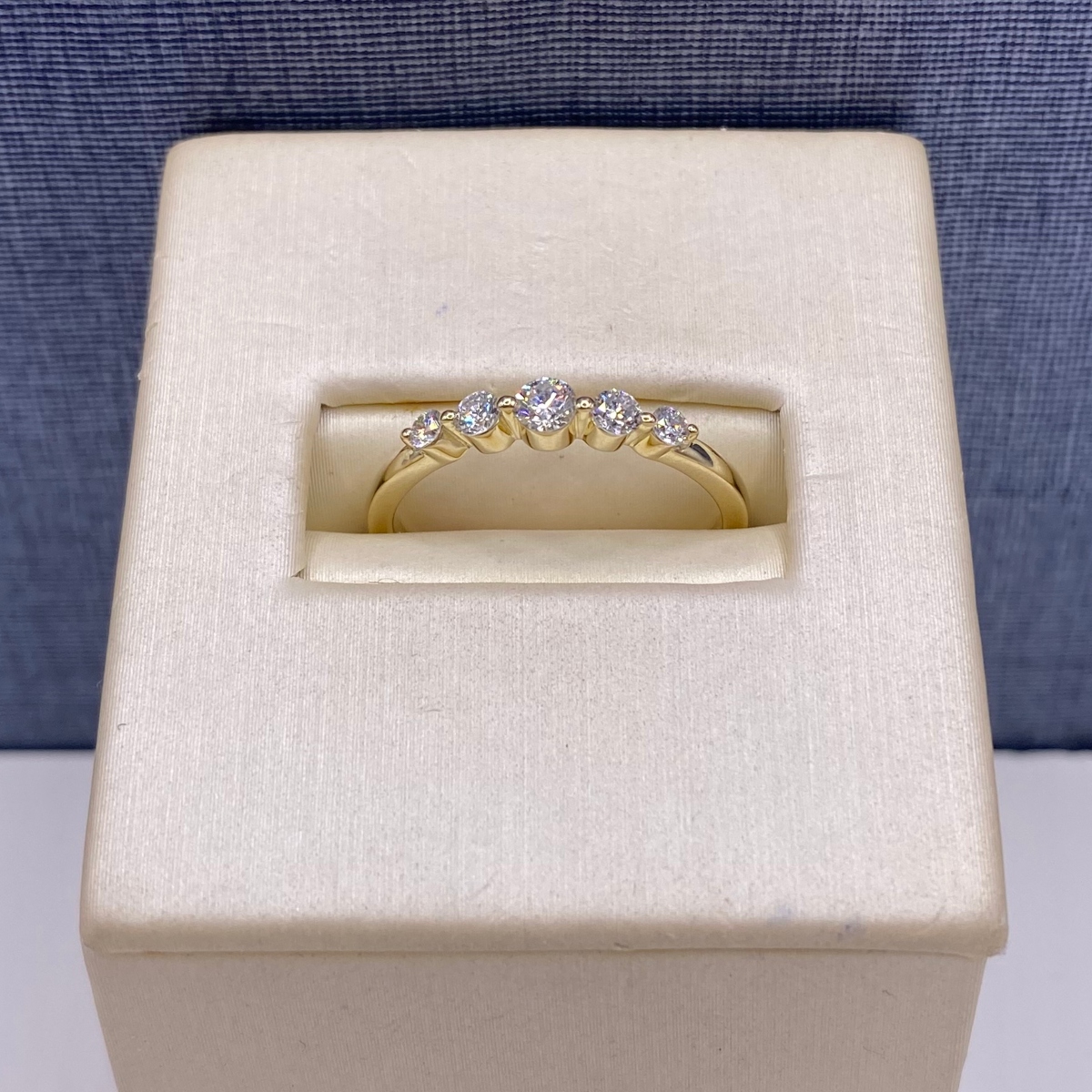 Dainty Shared Prong Diamond Ring in Yellow