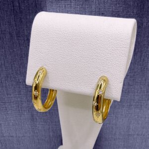 Lab Diamond and Plated Sterling Huggies