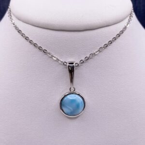 Round Larimar Necklace in Silver