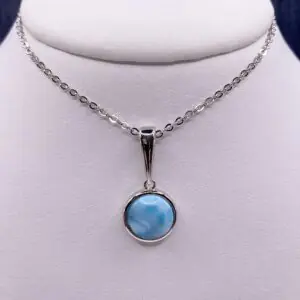 Round Larimar Necklace in Silver
