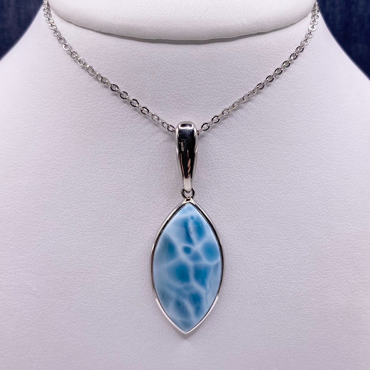 Marquise Larimar Necklace in Silver