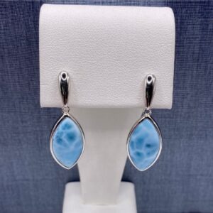 Marquise Larimar Drop Earrings in Silver